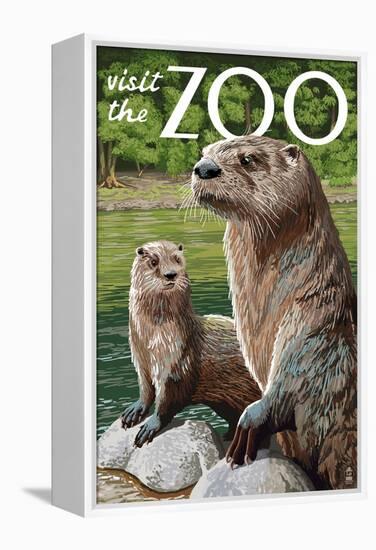 River Otter - Visit the Zoo-Lantern Press-Framed Stretched Canvas