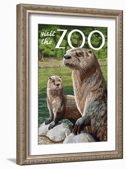 River Otter - Visit the Zoo-Lantern Press-Framed Art Print