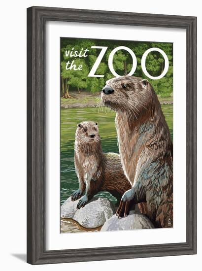 River Otter - Visit the Zoo-Lantern Press-Framed Art Print