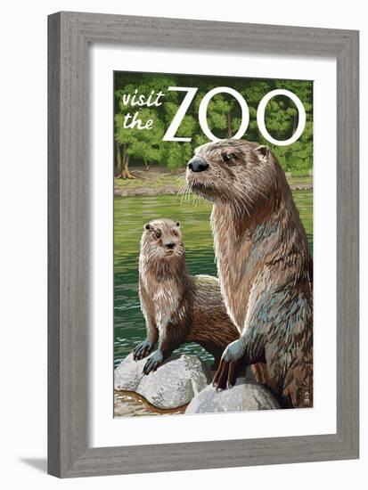 River Otter - Visit the Zoo-Lantern Press-Framed Art Print