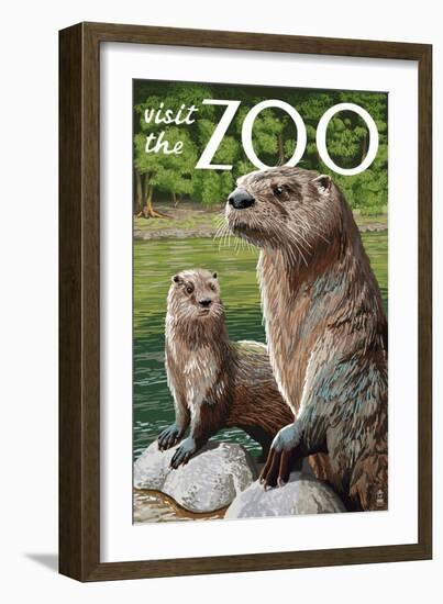 River Otter - Visit the Zoo-Lantern Press-Framed Art Print