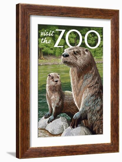 River Otter - Visit the Zoo-Lantern Press-Framed Art Print