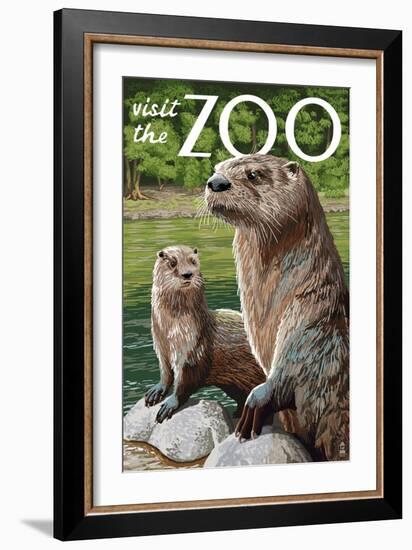 River Otter - Visit the Zoo-Lantern Press-Framed Art Print