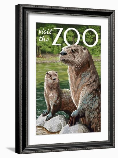 River Otter - Visit the Zoo-Lantern Press-Framed Art Print