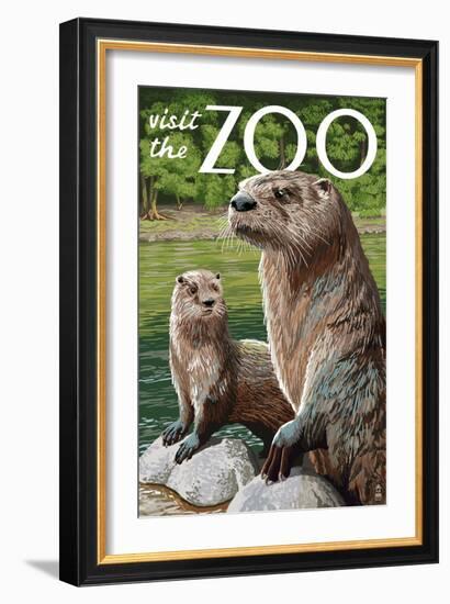 River Otter - Visit the Zoo-Lantern Press-Framed Art Print
