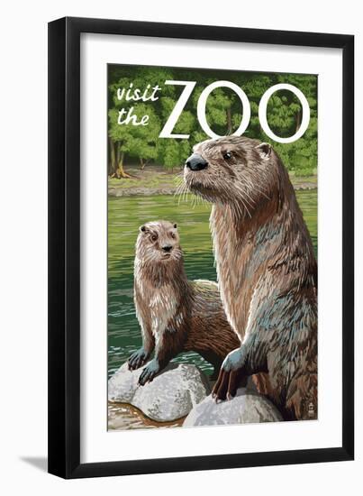 River Otter - Visit the Zoo-Lantern Press-Framed Premium Giclee Print