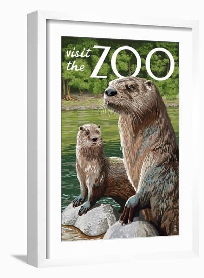 River Otter - Visit the Zoo-Lantern Press-Framed Premium Giclee Print