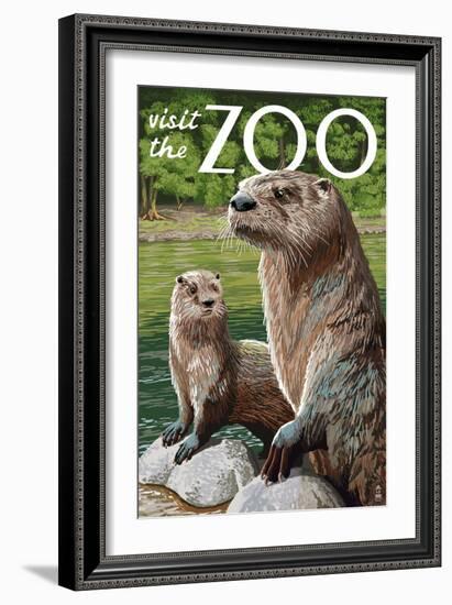 River Otter - Visit the Zoo-Lantern Press-Framed Premium Giclee Print