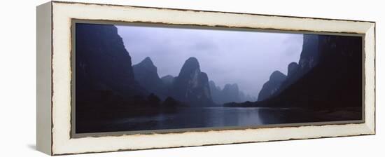 River Passing Through a Hill Range, Guilin Hills, Li River, Yangshuo, China-null-Framed Premier Image Canvas