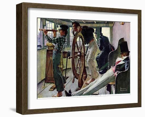 "River Pilot", September 21,1940-Norman Rockwell-Framed Giclee Print