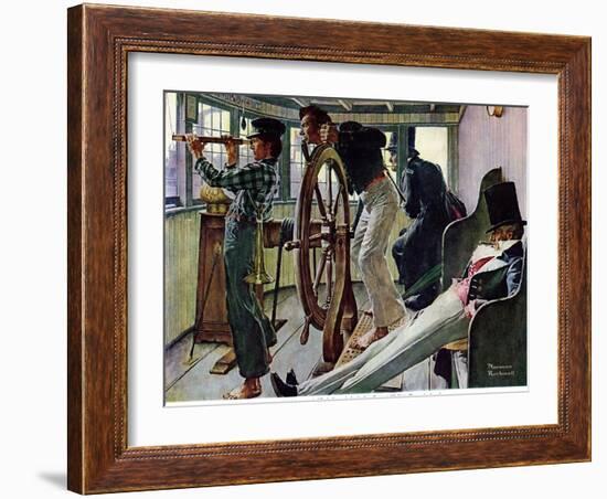 "River Pilot", September 21,1940-Norman Rockwell-Framed Giclee Print