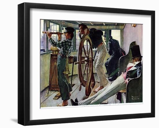 "River Pilot", September 21,1940-Norman Rockwell-Framed Giclee Print