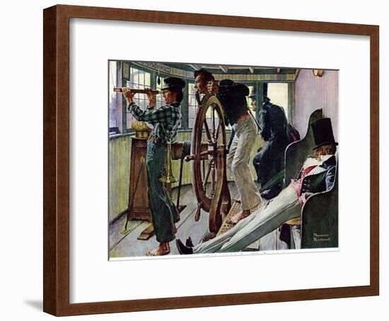 "River Pilot", September 21,1940-Norman Rockwell-Framed Giclee Print