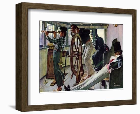 "River Pilot", September 21,1940-Norman Rockwell-Framed Giclee Print