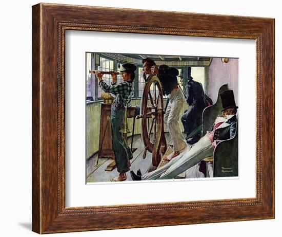 "River Pilot", September 21,1940-Norman Rockwell-Framed Giclee Print