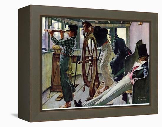 "River Pilot", September 21,1940-Norman Rockwell-Framed Premier Image Canvas