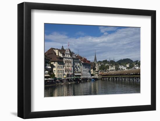 River Reuss and Kapellbrucke, Hofkircke Beyond, Lucerne, Switzerland, Europe-James Emmerson-Framed Photographic Print