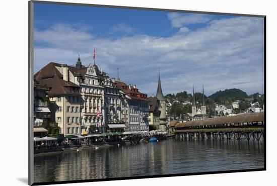 River Reuss and Kapellbrucke, Hofkircke Beyond, Lucerne, Switzerland, Europe-James Emmerson-Mounted Photographic Print