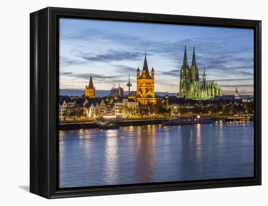 River Rhine, and Cathedral (Dom), Cologne (Koln), North Rhine Westphalia, Germany-Gavin Hellier-Framed Premier Image Canvas