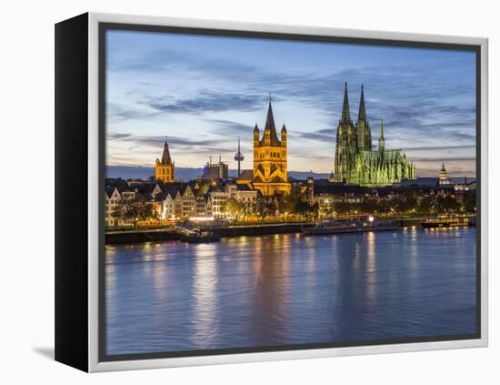 River Rhine, and Cathedral (Dom), Cologne (Koln), North Rhine Westphalia, Germany-Gavin Hellier-Framed Premier Image Canvas