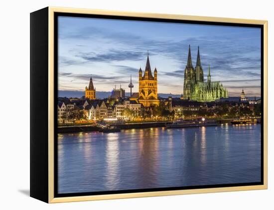 River Rhine, and Cathedral (Dom), Cologne (Koln), North Rhine Westphalia, Germany-Gavin Hellier-Framed Premier Image Canvas