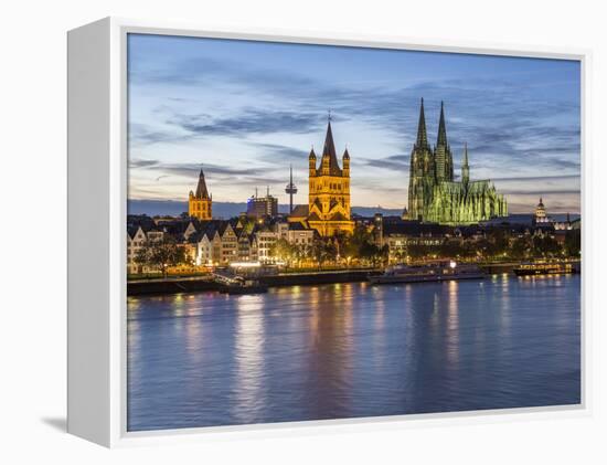 River Rhine, and Cathedral (Dom), Cologne (Koln), North Rhine Westphalia, Germany-Gavin Hellier-Framed Premier Image Canvas
