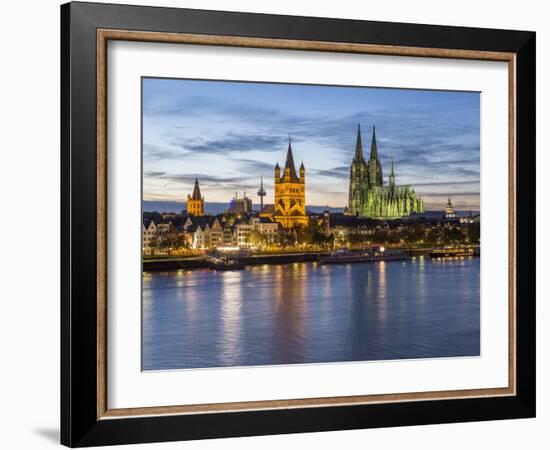 River Rhine, and Cathedral (Dom), Cologne (Koln), North Rhine Westphalia, Germany-Gavin Hellier-Framed Photographic Print