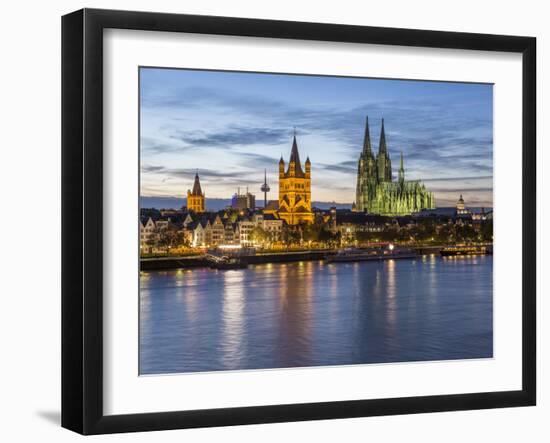 River Rhine, and Cathedral (Dom), Cologne (Koln), North Rhine Westphalia, Germany-Gavin Hellier-Framed Photographic Print