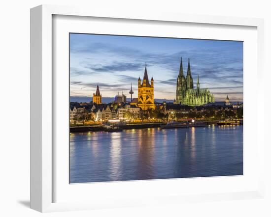 River Rhine, and Cathedral (Dom), Cologne (Koln), North Rhine Westphalia, Germany-Gavin Hellier-Framed Photographic Print