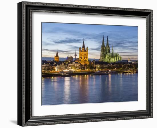 River Rhine, and Cathedral (Dom), Cologne (Koln), North Rhine Westphalia, Germany-Gavin Hellier-Framed Photographic Print