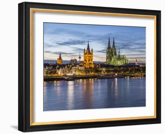 River Rhine, and Cathedral (Dom), Cologne (Koln), North Rhine Westphalia, Germany-Gavin Hellier-Framed Photographic Print