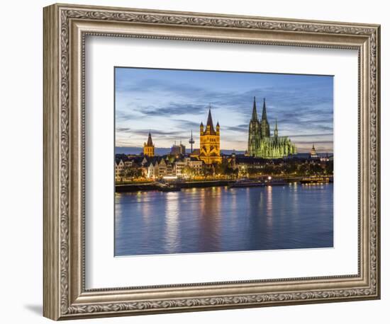 River Rhine, and Cathedral (Dom), Cologne (Koln), North Rhine Westphalia, Germany-Gavin Hellier-Framed Photographic Print