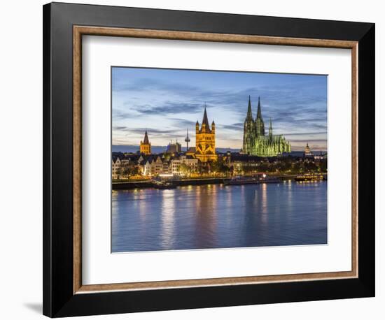 River Rhine, and Cathedral (Dom), Cologne (Koln), North Rhine Westphalia, Germany-Gavin Hellier-Framed Photographic Print