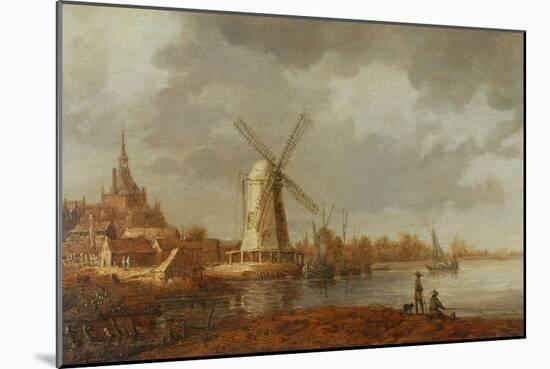 River Scene with a View of Dordrecht (Oil on Panel)-Aelbert Cuyp-Mounted Giclee Print