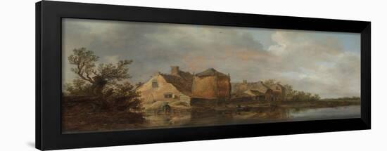 River Scene with an Inn. Dutch Style Landscape Painting-Jan Van Goyen-Framed Giclee Print