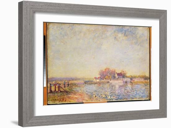 River Scene with Ducks, 1881 (Oil on Canvas)-Alfred Sisley-Framed Giclee Print