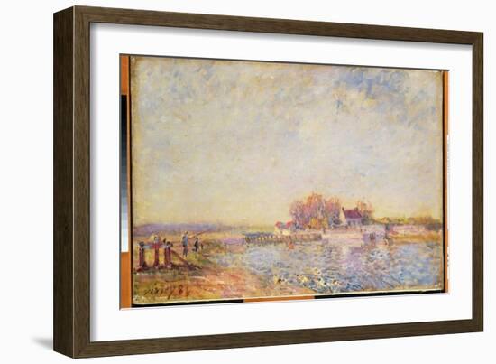 River Scene with Ducks, 1881 (Oil on Canvas)-Alfred Sisley-Framed Giclee Print