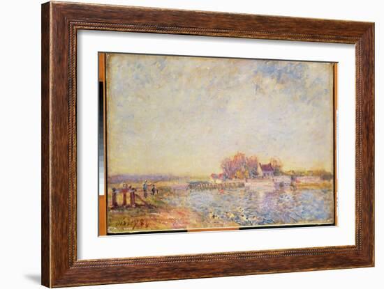 River Scene with Ducks, 1881 (Oil on Canvas)-Alfred Sisley-Framed Giclee Print