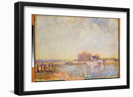 River Scene with Ducks, 1881 (Oil on Canvas)-Alfred Sisley-Framed Giclee Print