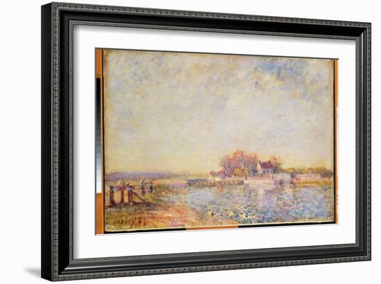 River Scene with Ducks, 1881 (Oil on Canvas)-Alfred Sisley-Framed Giclee Print