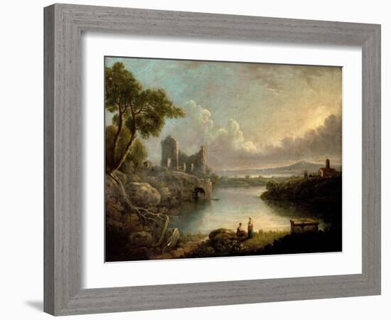 River Scene with Sea and Classical Ruins-Richard Wilson-Framed Giclee Print