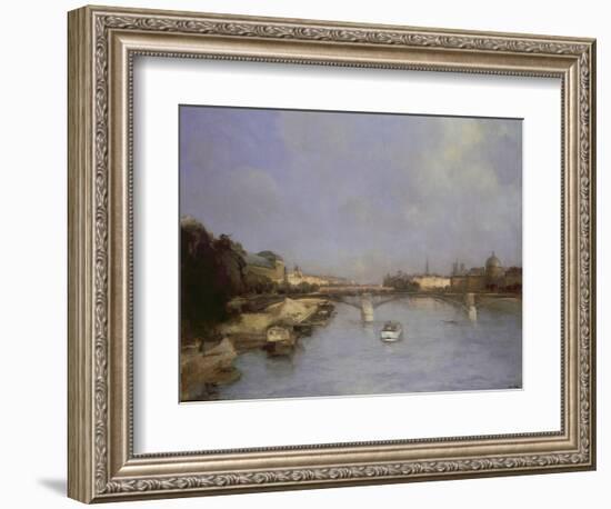 River Seine, Paris (Oil on Canvas)-Antoine Vollon-Framed Giclee Print