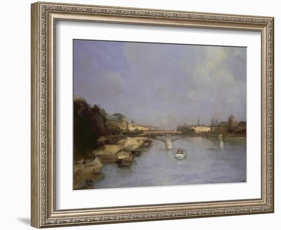 River Seine, Paris (Oil on Canvas)-Antoine Vollon-Framed Giclee Print