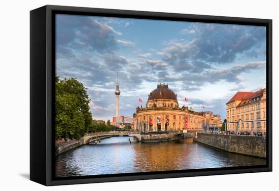 River Spree, Bode Museum and TV tower, Museum Island, Berlin, Germany-Sabine Lubenow-Framed Premier Image Canvas