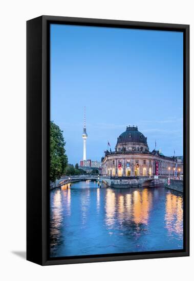 River Spree, Bode Museum and TV tower, Museum Island, Berlin, Germany-Sabine Lubenow-Framed Premier Image Canvas