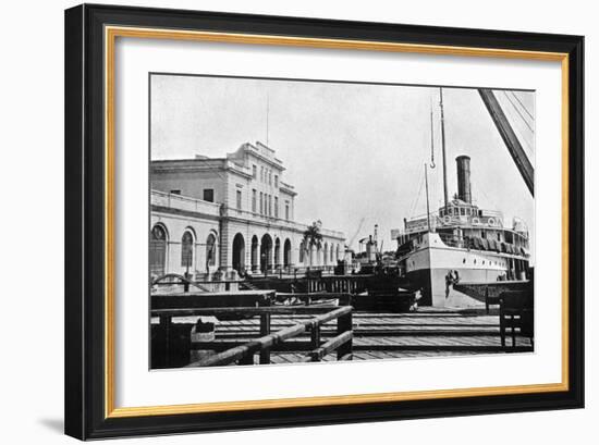 River Steamer at the Customs House, Asuncion, Paraguay, 1911-null-Framed Giclee Print