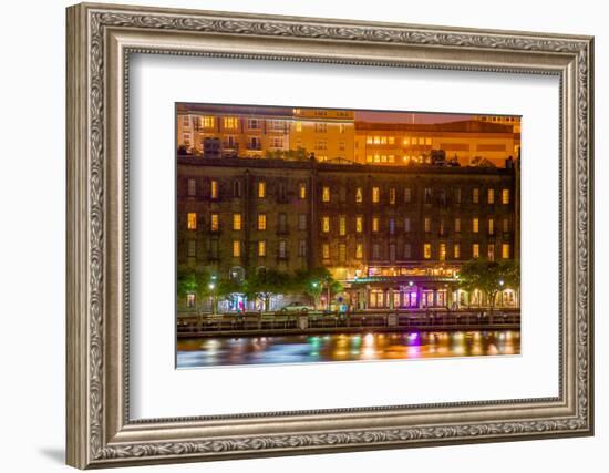 River Street at Twilight in Savannah Georgia-digidreamgrafix-Framed Photographic Print