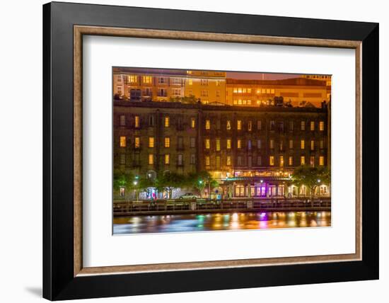 River Street at Twilight in Savannah Georgia-digidreamgrafix-Framed Photographic Print