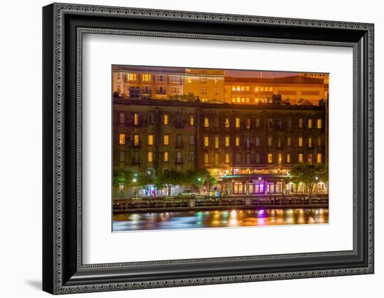 River Street at Twilight in Savannah Georgia-digidreamgrafix-Framed Photographic Print