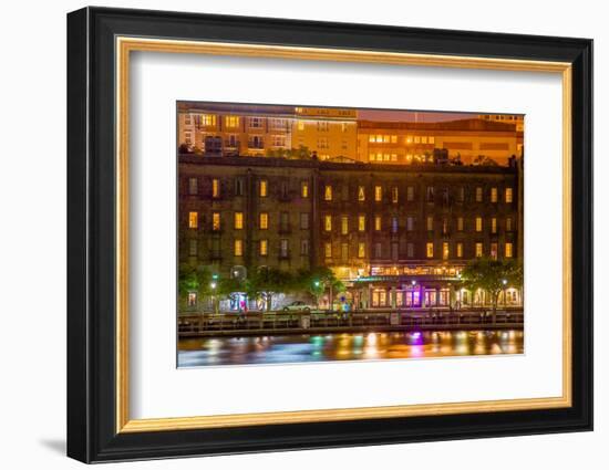 River Street at Twilight in Savannah Georgia-digidreamgrafix-Framed Photographic Print